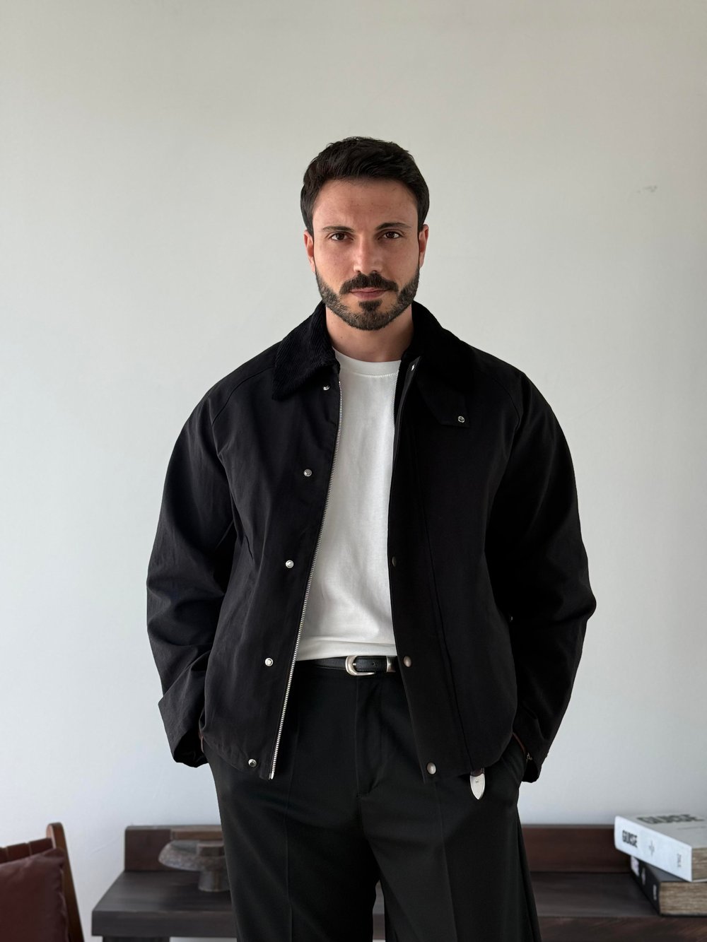 Leva Siyah Half Trençkot