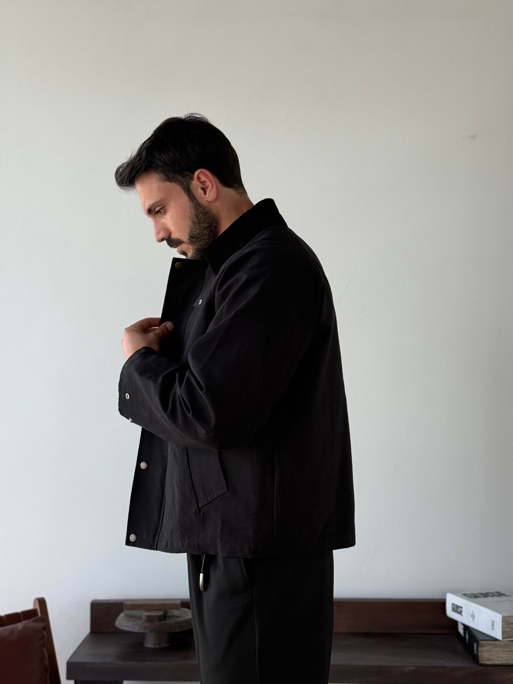 Leva Siyah Half Trençkot
