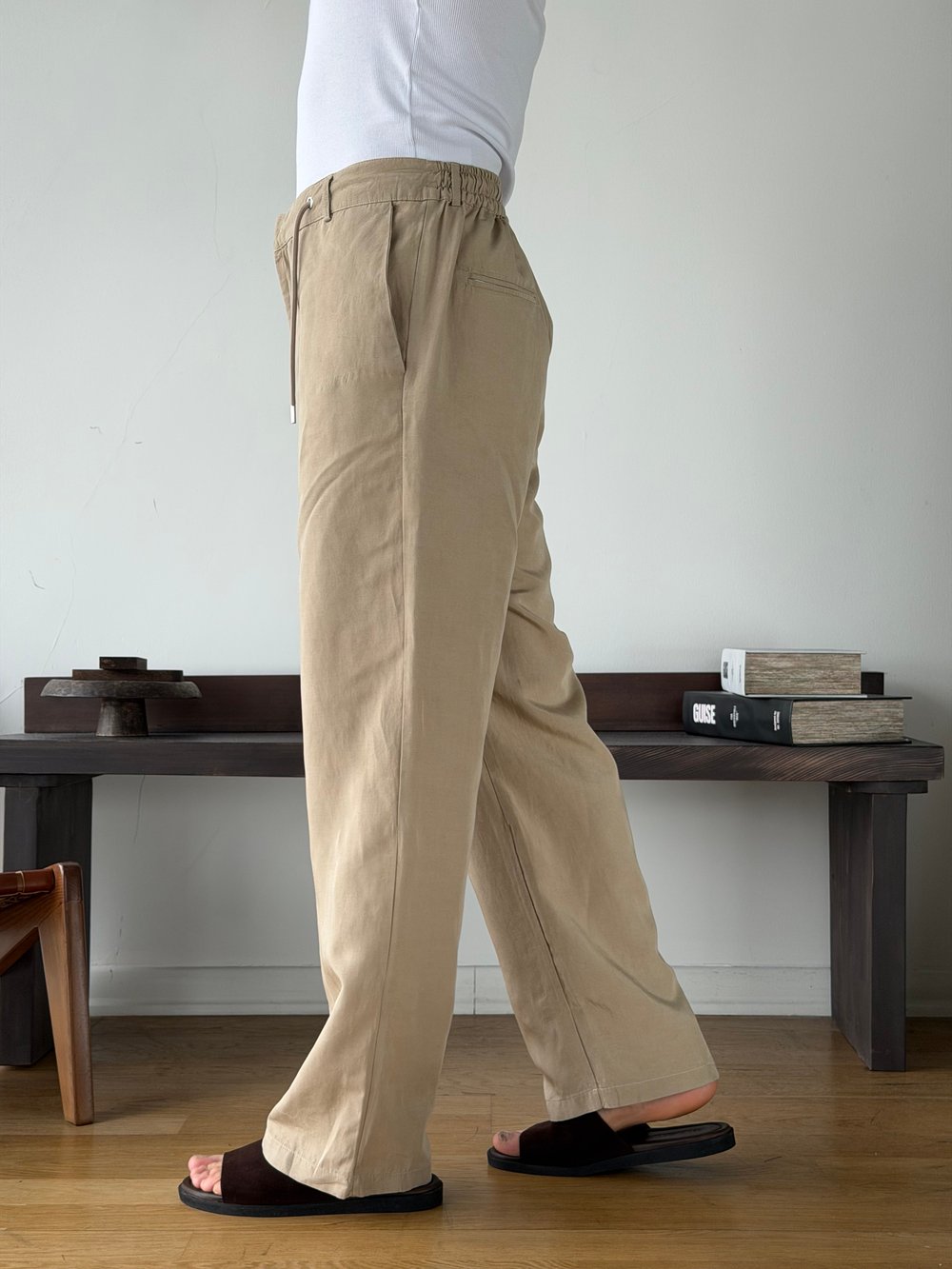 Levin Linen / Tensel Bej Baggy Pantolon