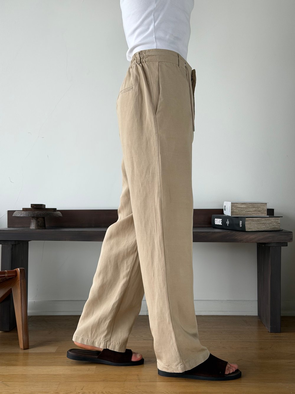 Levin Linen / Tensel Bej Baggy Pantolon