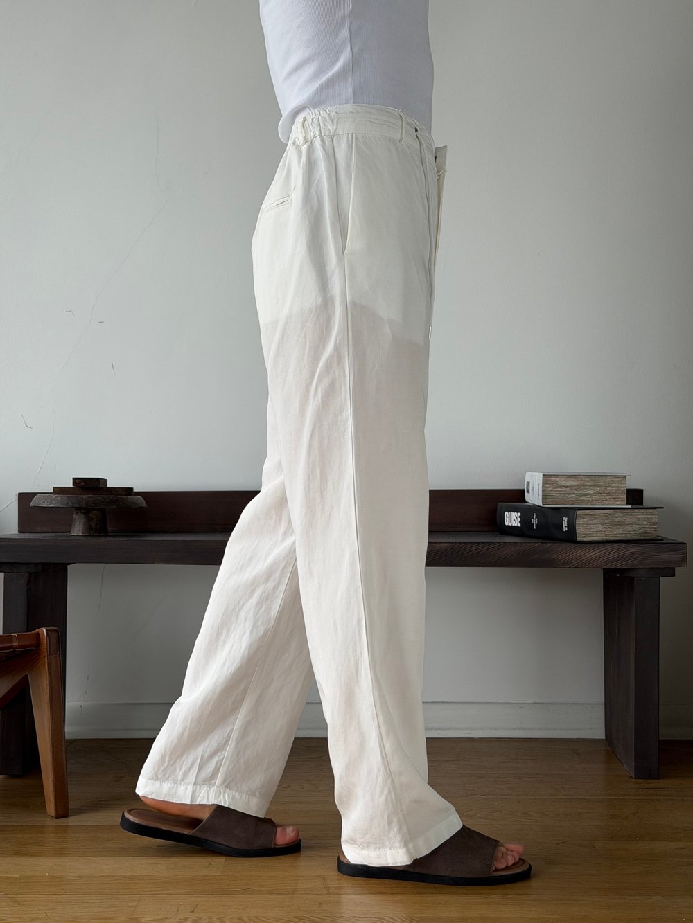 Levin Linen / Tensel Ekru Baggy Pantolon