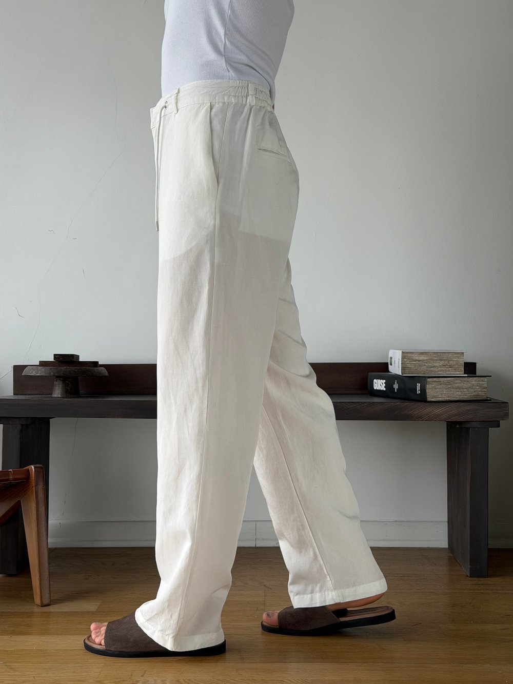 Levin Linen / Tensel Ekru Baggy Pantolon