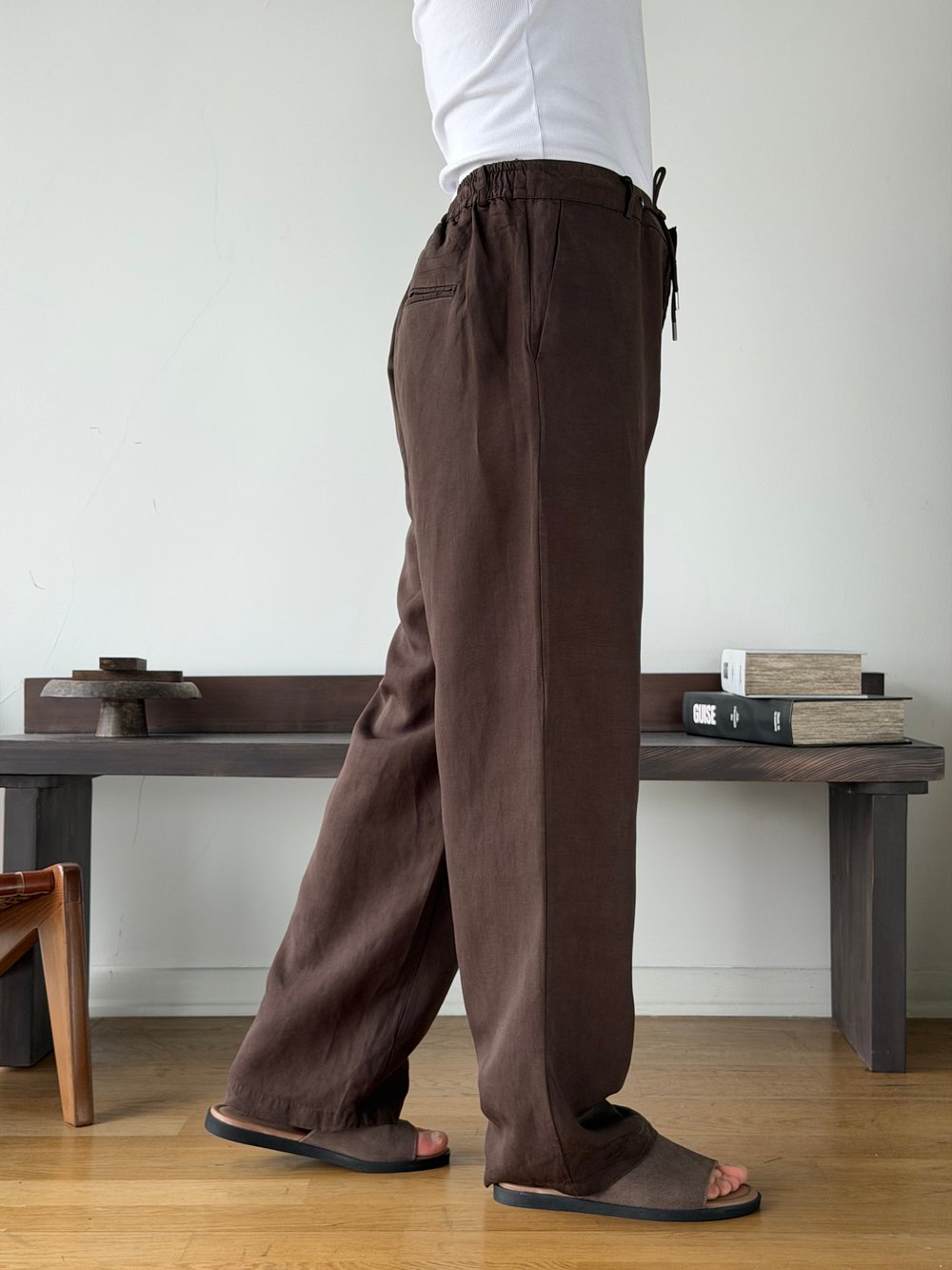 Levin Linen / Tensel Kahve Baggy Pantolon