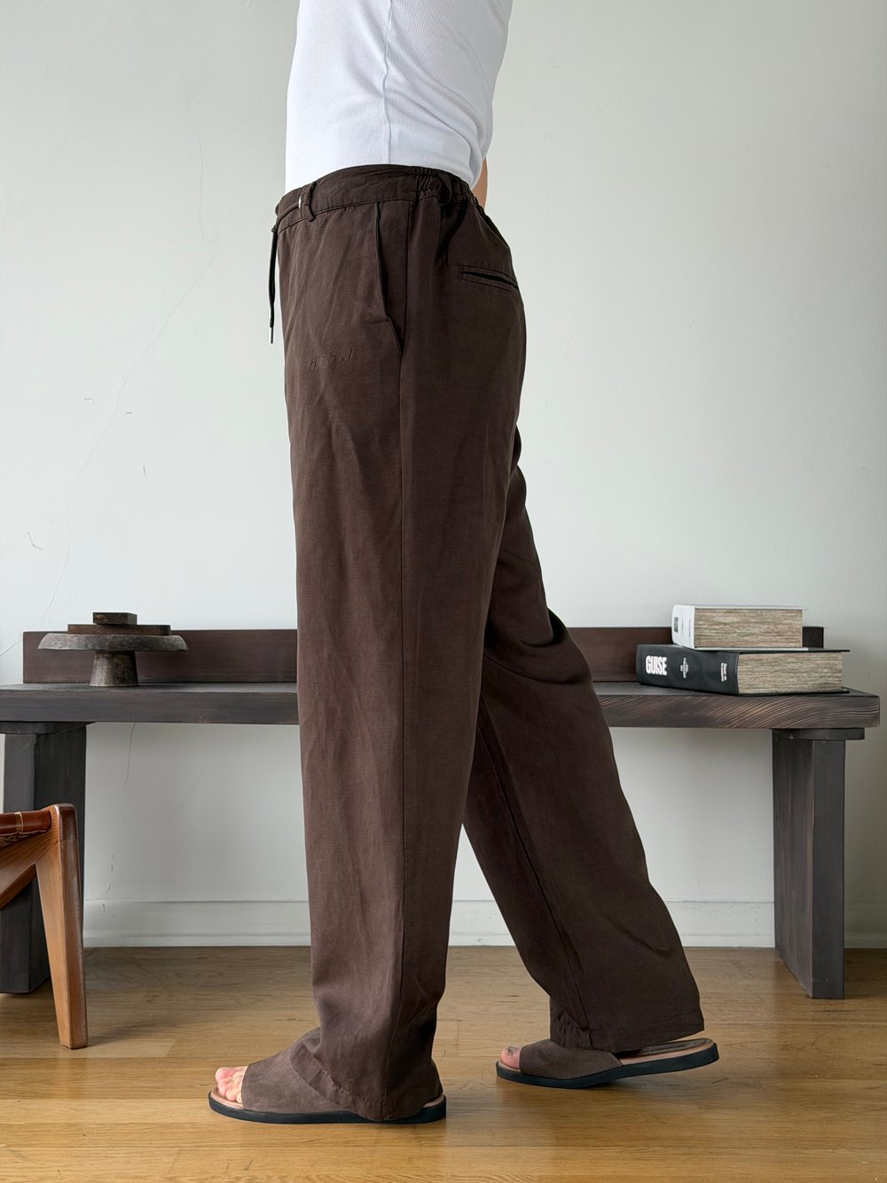 Levin Linen / Tensel Kahve Baggy Pantolon