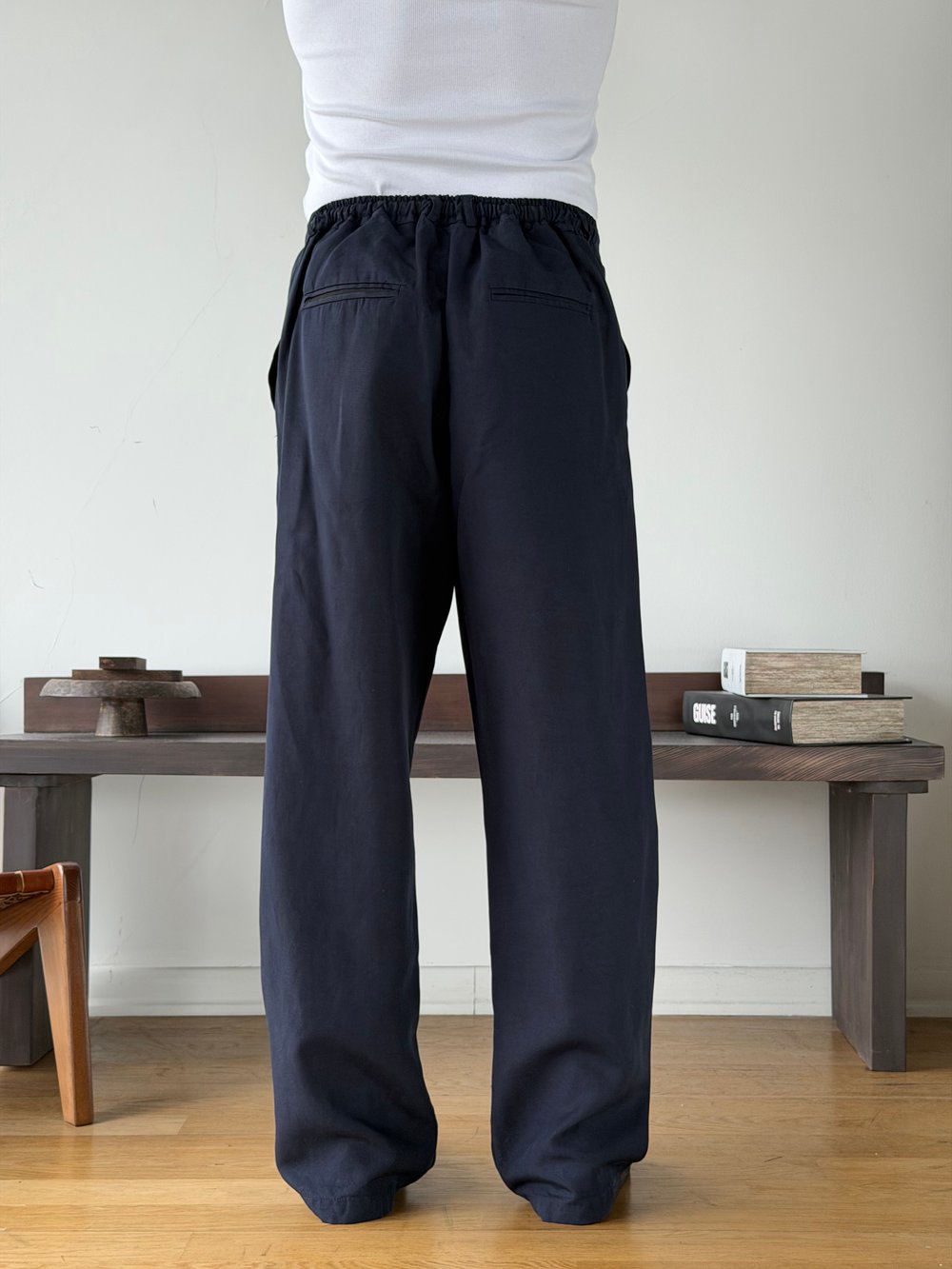 Levin Linen / Tensel Lacivert Baggy Pantolon