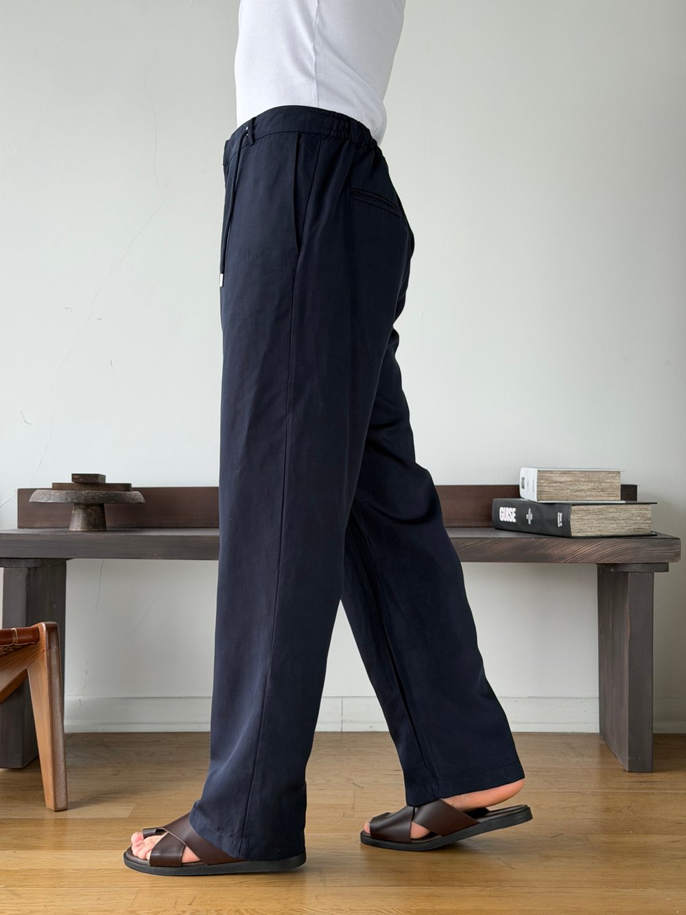 Levin Linen / Tensel Lacivert Baggy Pantolon