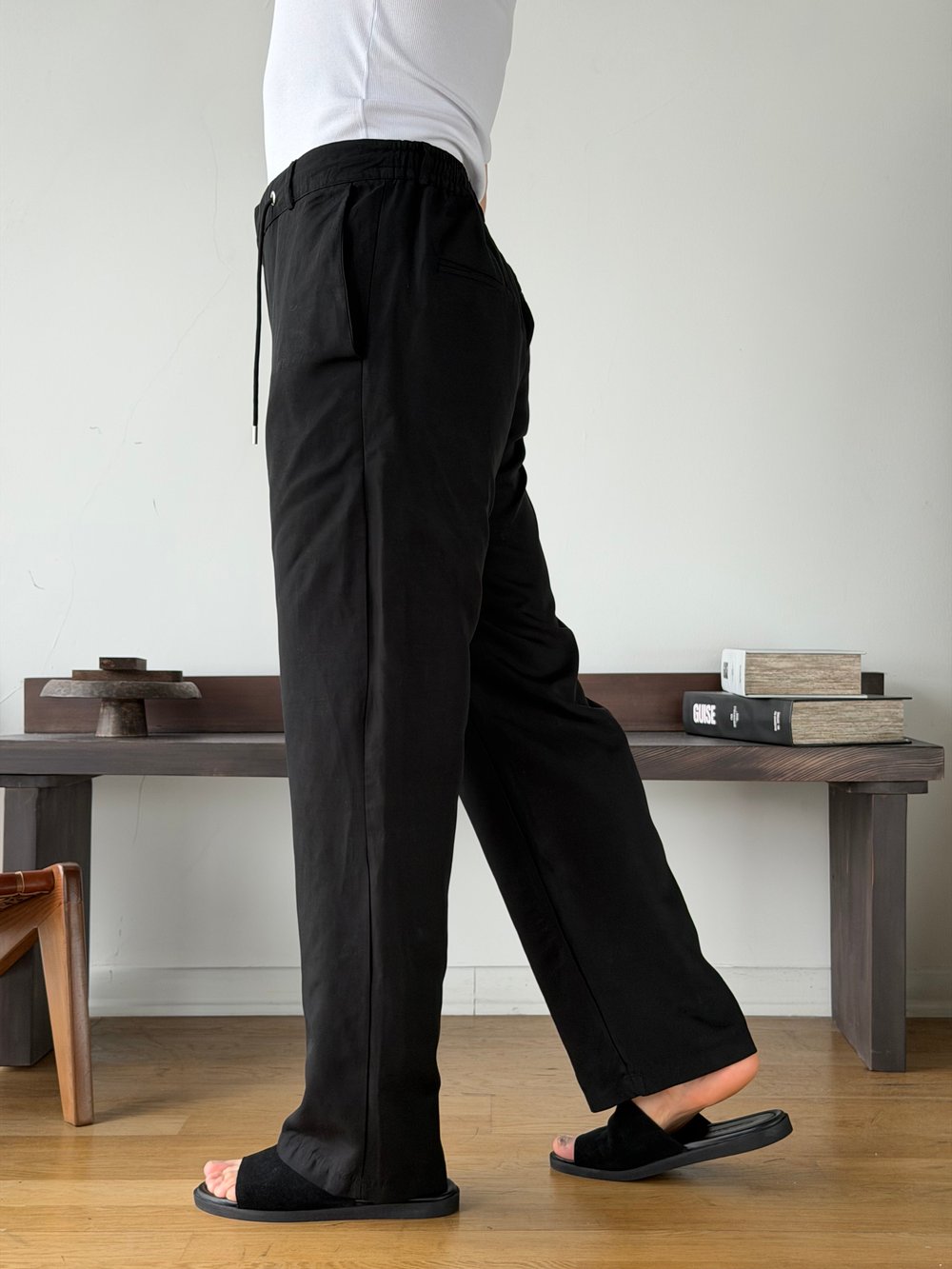 Levin Linen / Tensel Siyah Baggy Pantolon
