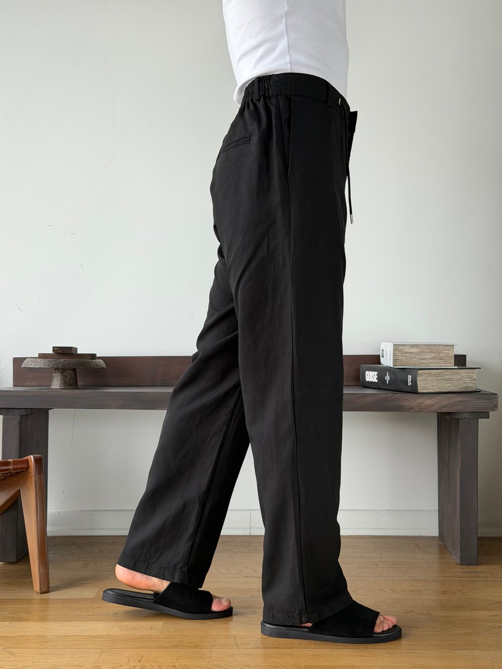 Levin Linen / Tensel Siyah Baggy Pantolon