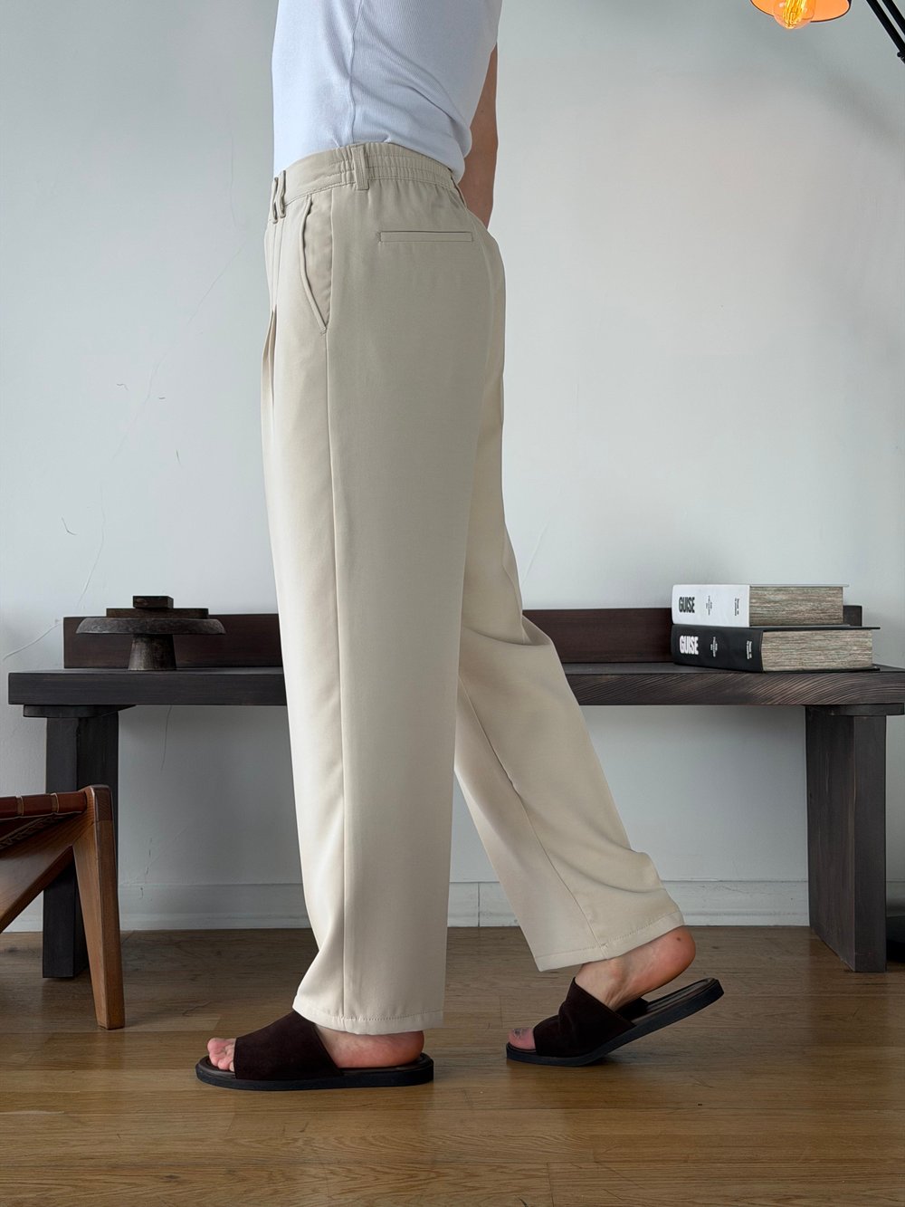 Linda Double Bej Baggy Pantolon