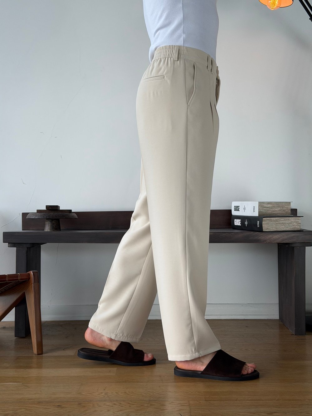 Linda Double Bej Baggy Pantolon