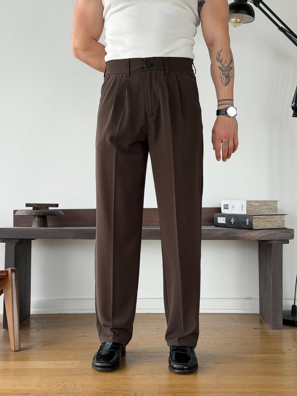 Twill BRrown Baggy Pantolon