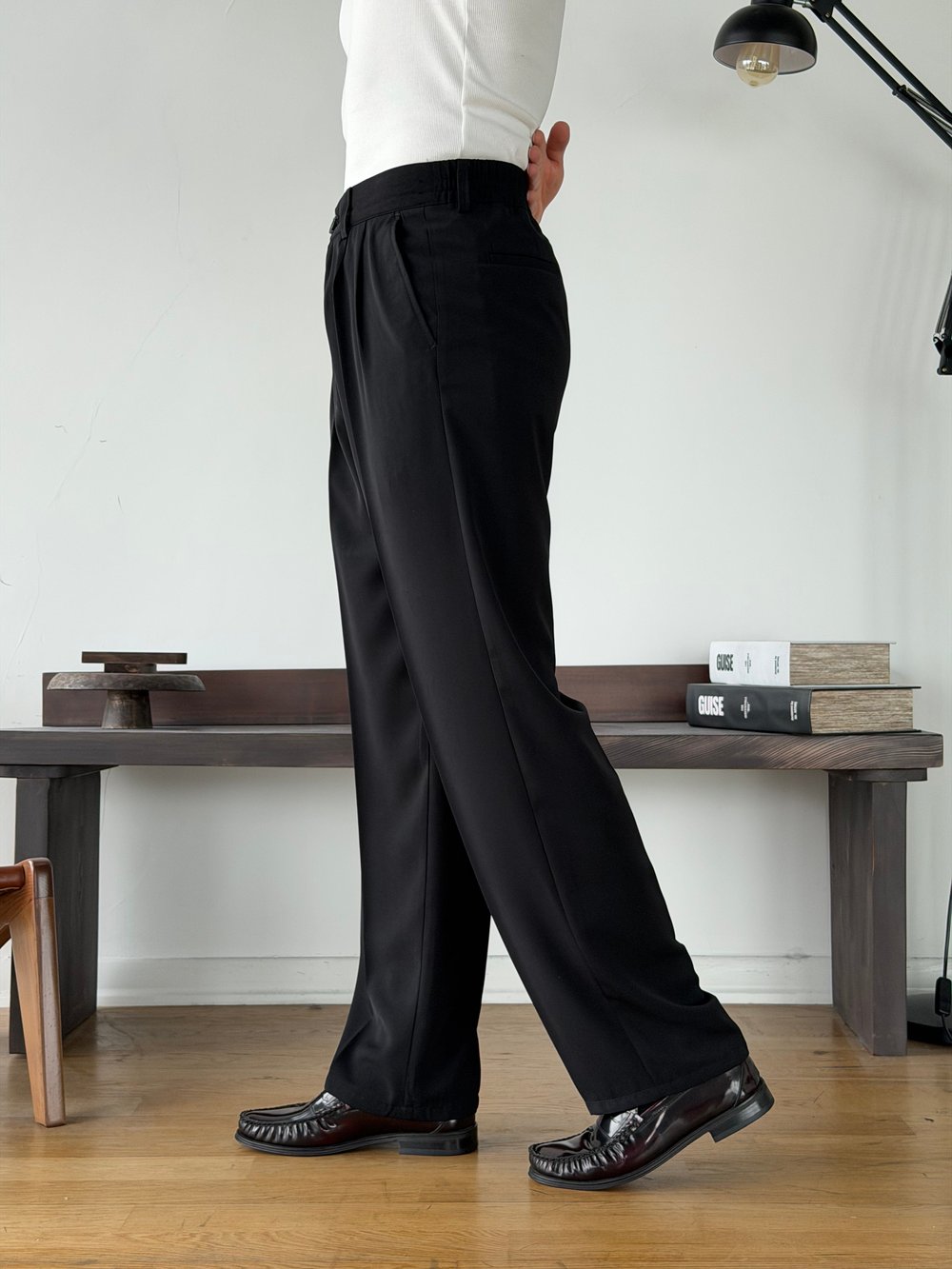 Twill Black Baggy Pantolon