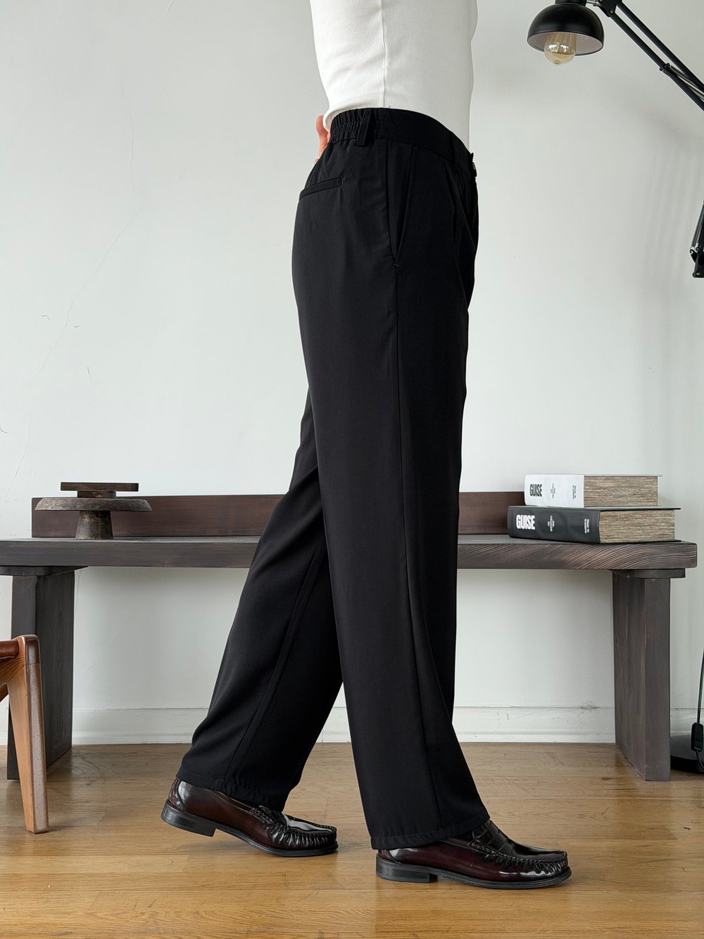 Twill Black Baggy Pantolon