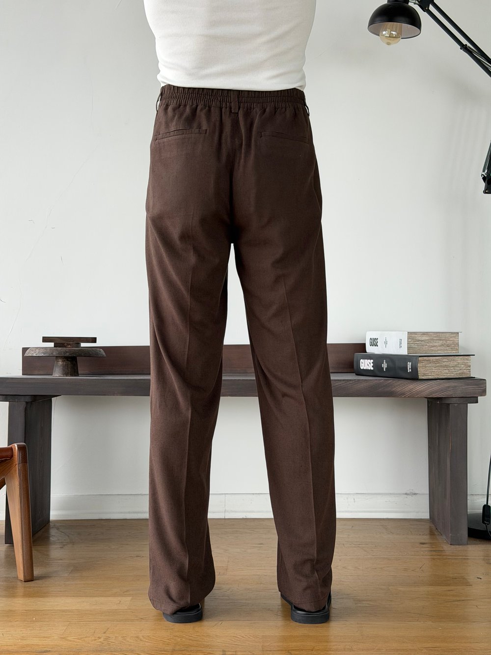 Linora Kahve Viscon Keten Baggy Pantolon 