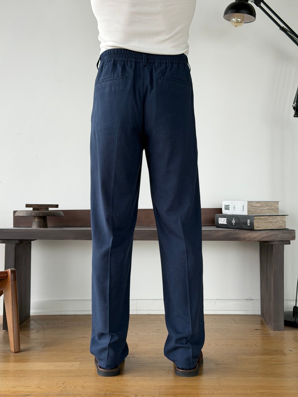 Linora Lacivert Viscon Keten Baggy Pantolon 