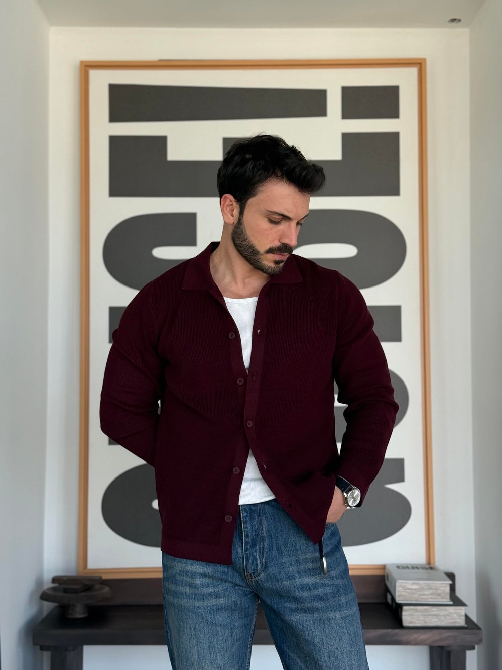 Liora Örme Bordo Hırka