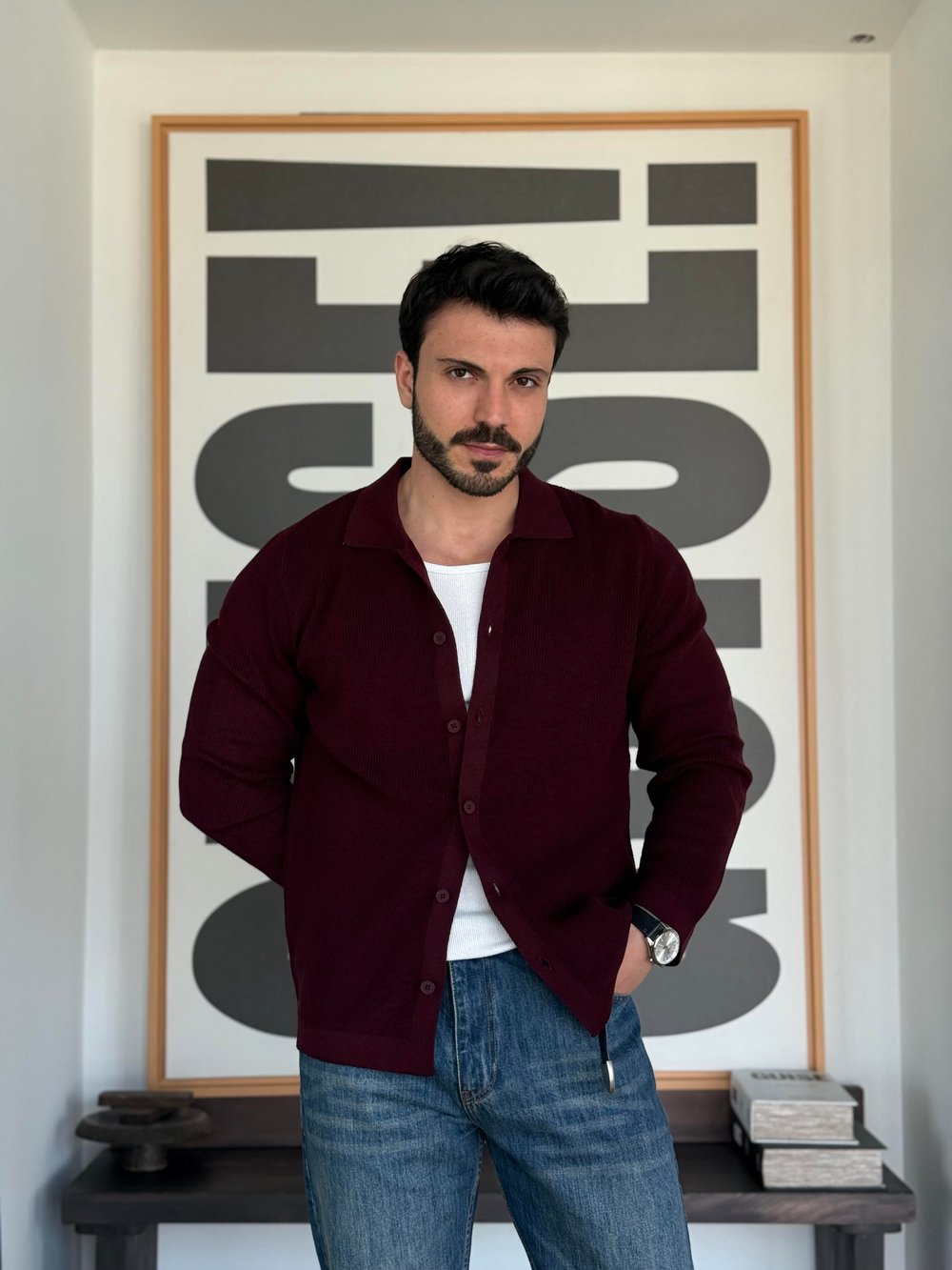 Liora Örme Bordo Hırka