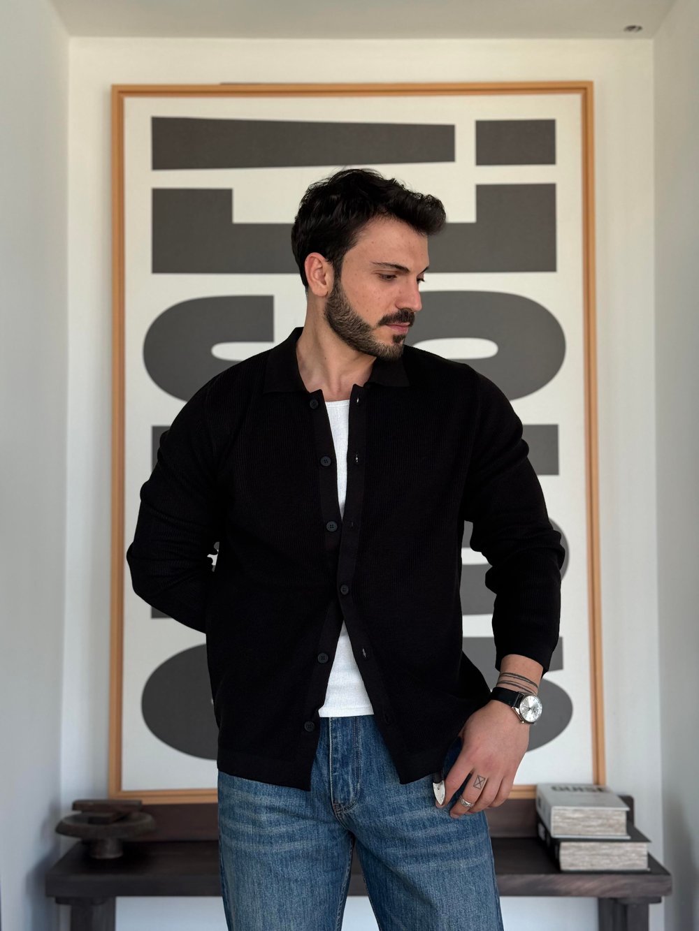 Liora Örme Siyah Hırka