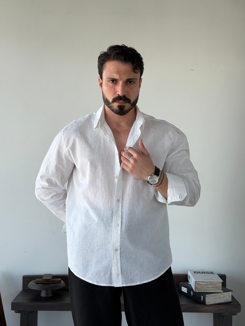 Lorenti Linen Karışımlı Beyaz Gömlek
