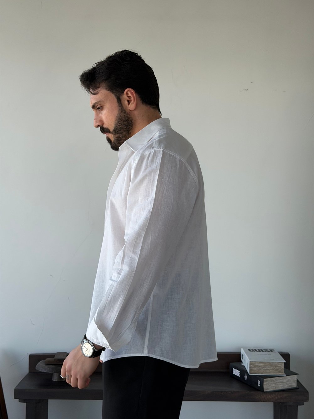 Lorenti Linen Karışımlı Beyaz Gömlek