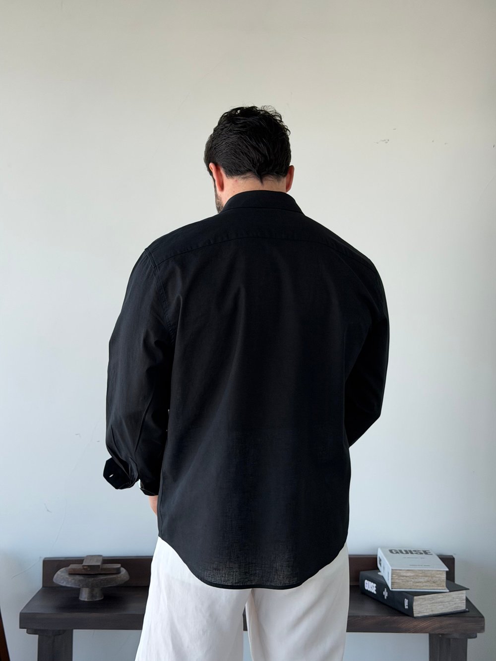 Lorenti Linen Karışımlı Siyah Gömlek