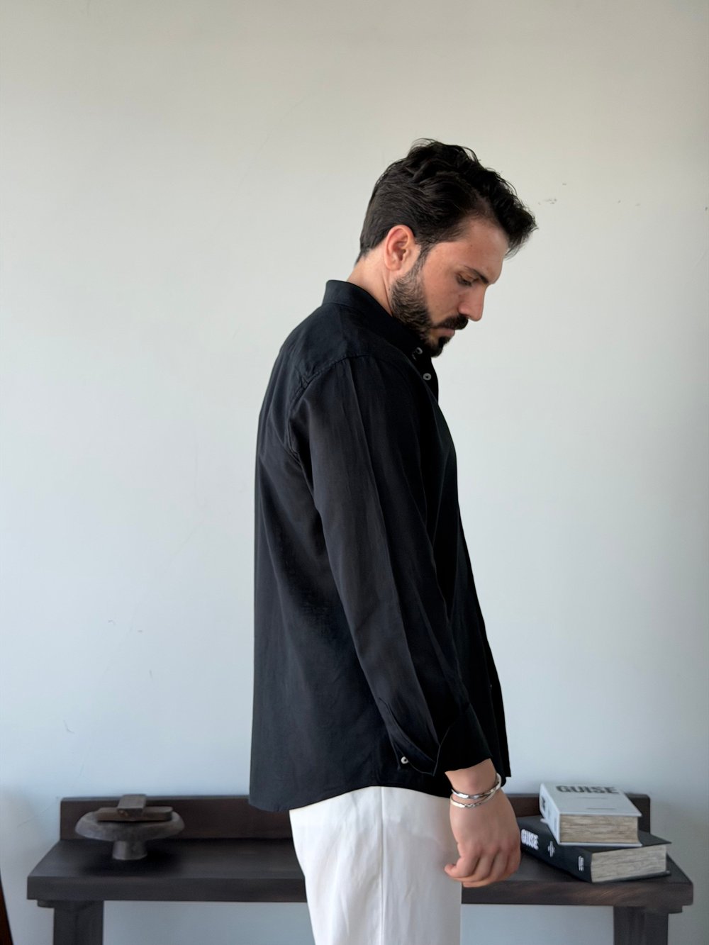 Lorenti Linen Karışımlı Siyah Gömlek