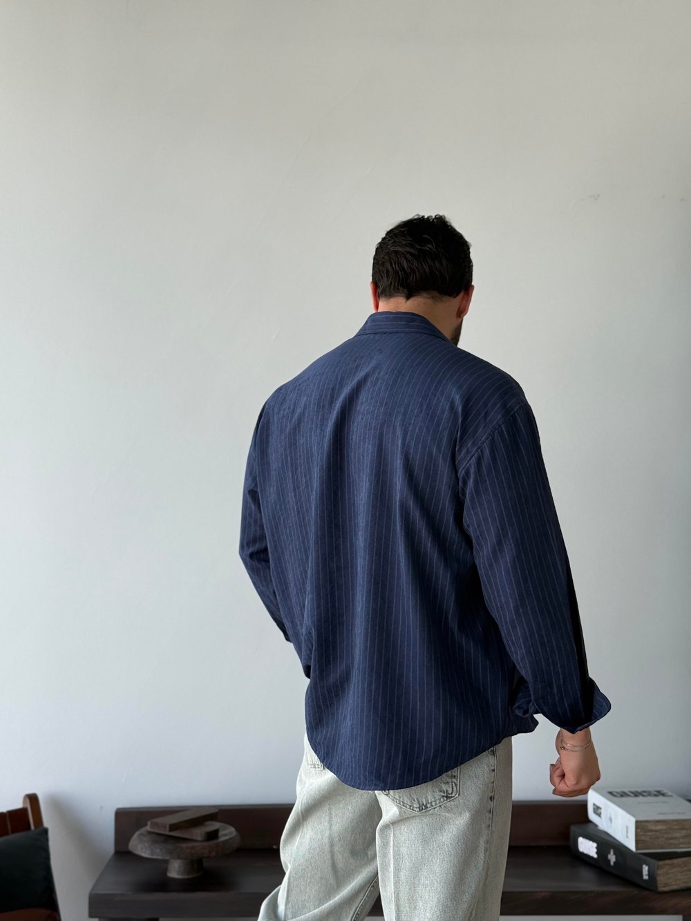 Asino Çizgili Lacivert Gömlek