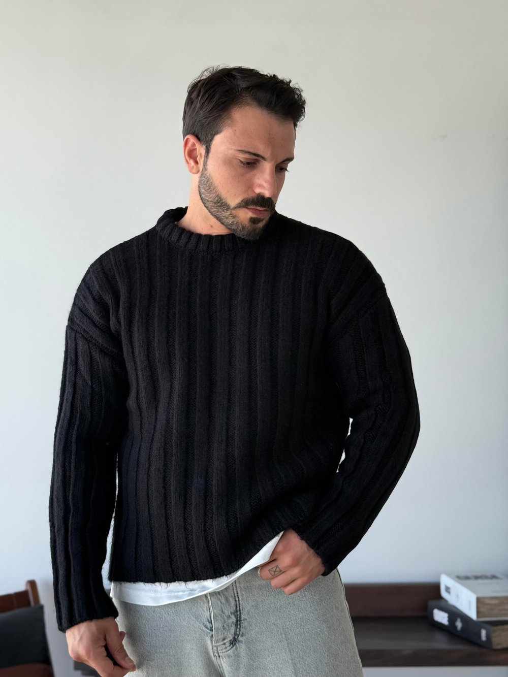 Neos Siyah Örme Triko