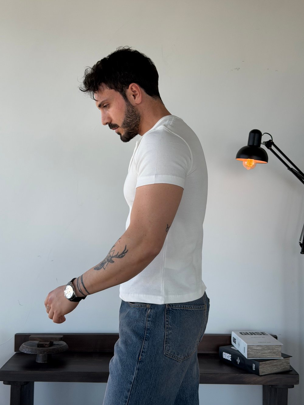 Next Fitilli Henley Ekru Tişört