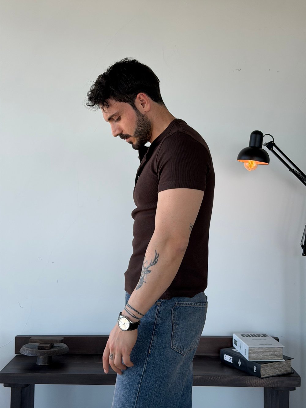 Next Fitilli Henley Kahve Tişört