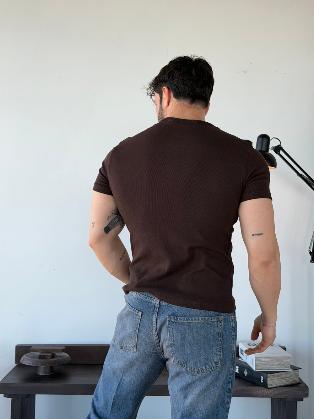 Next Fitilli Henley Kahve Tişört
