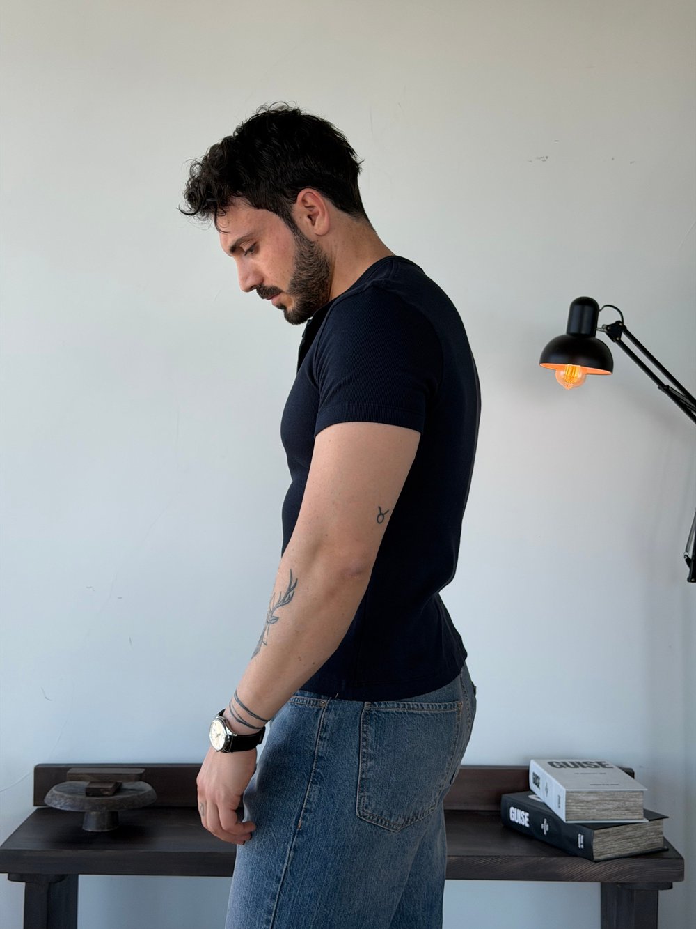 Next Fitilli Henley Lacivert Tişört