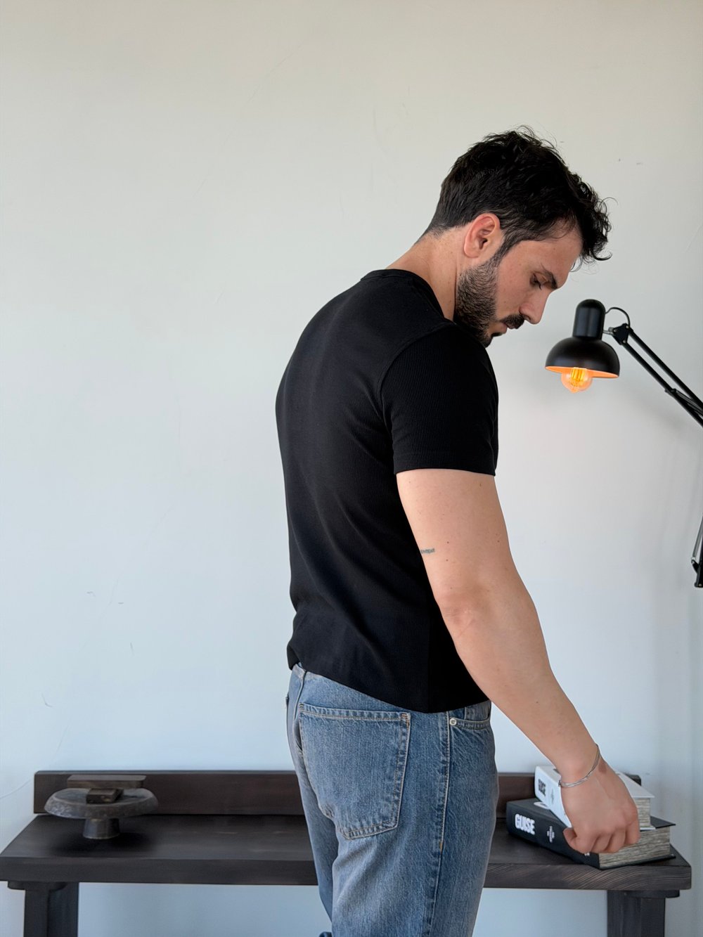 Next Fitilli Henley Siyah Tişört