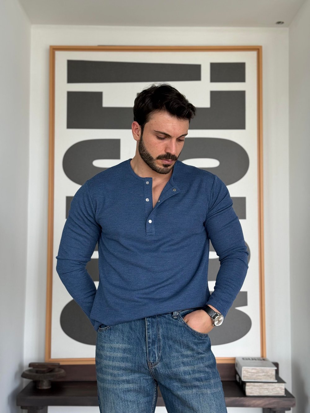Oblea Henley İndigo Sweat