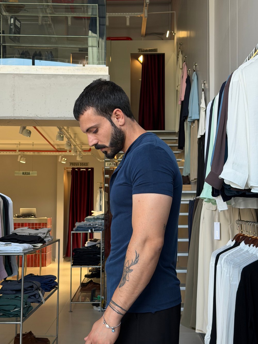 Odin Modal Henley Lacivert Tişört