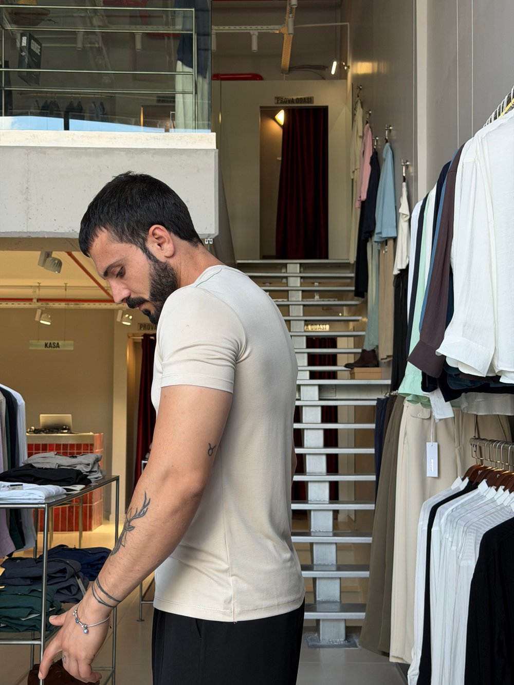 Odin Modal Henley Latte Tişört