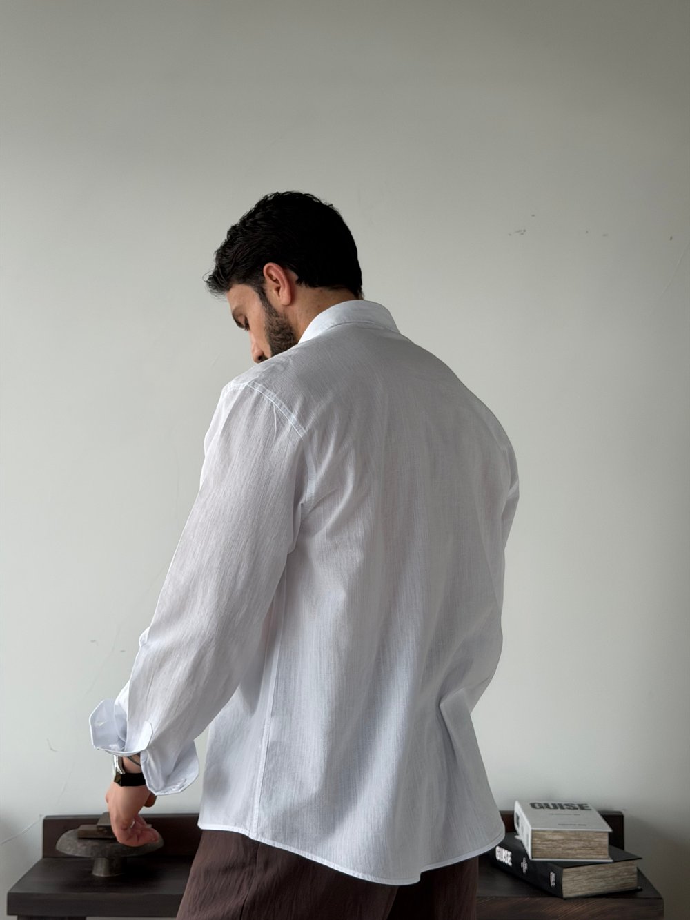 Ohio Yarı Oversize %100 Pamuk Beyaz Gömlek