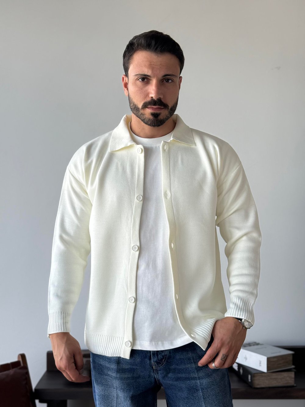 Olven Krem Triko Hırka