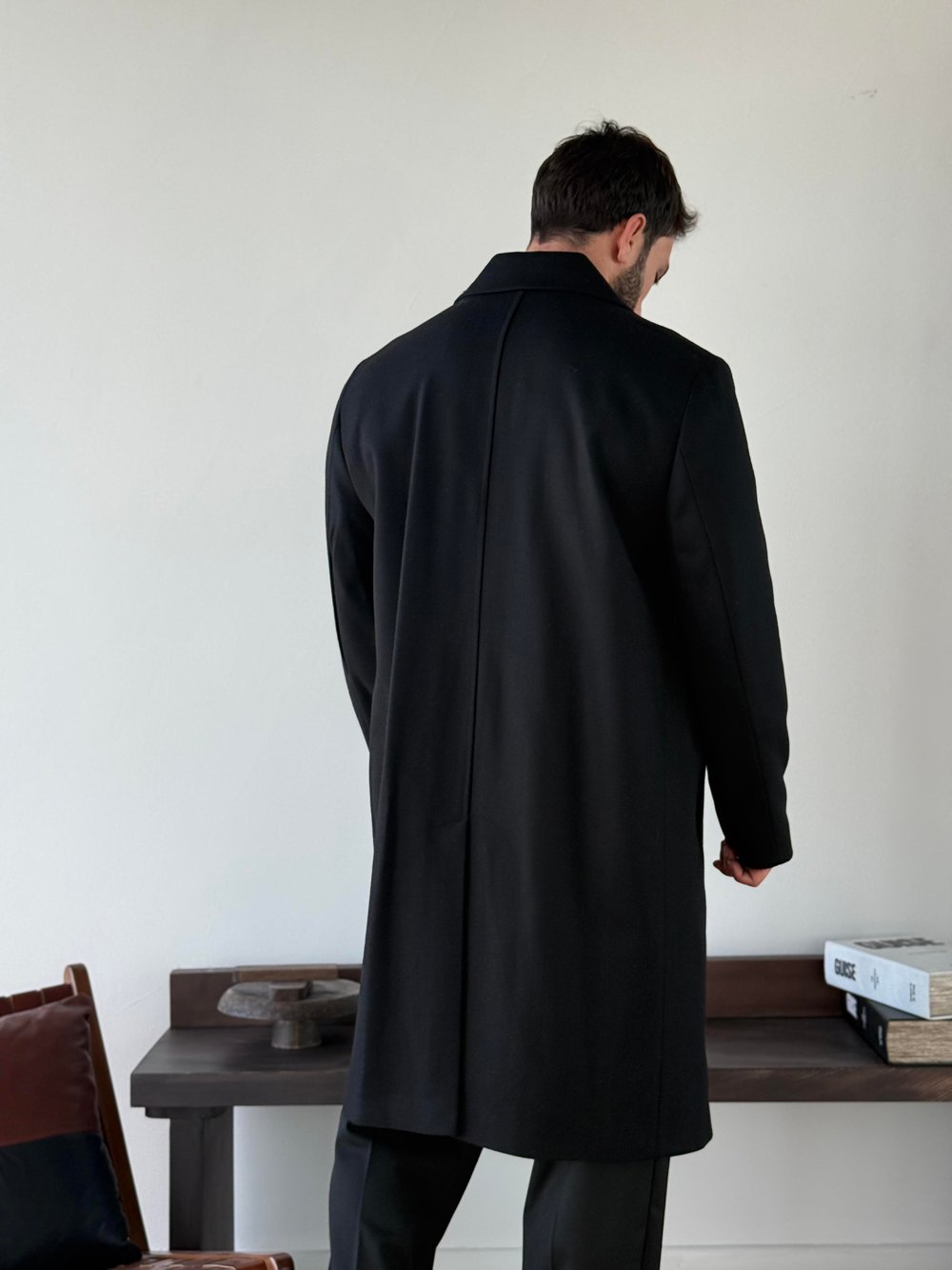 Pentos Yün Karışımlı Siyah Kaban