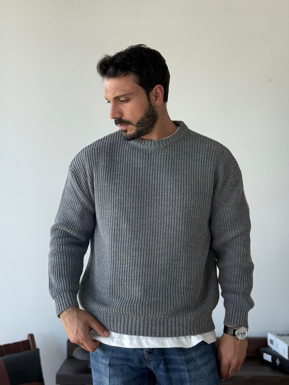 Pisa Grey Örme Triko
