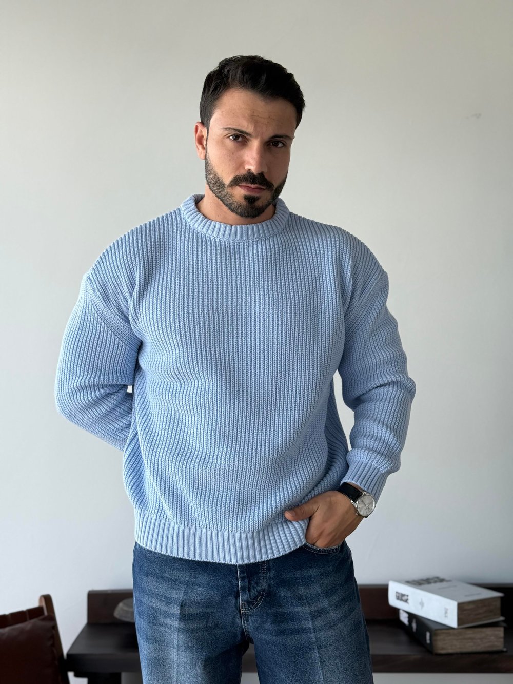 Pisa Mavi Örme Triko