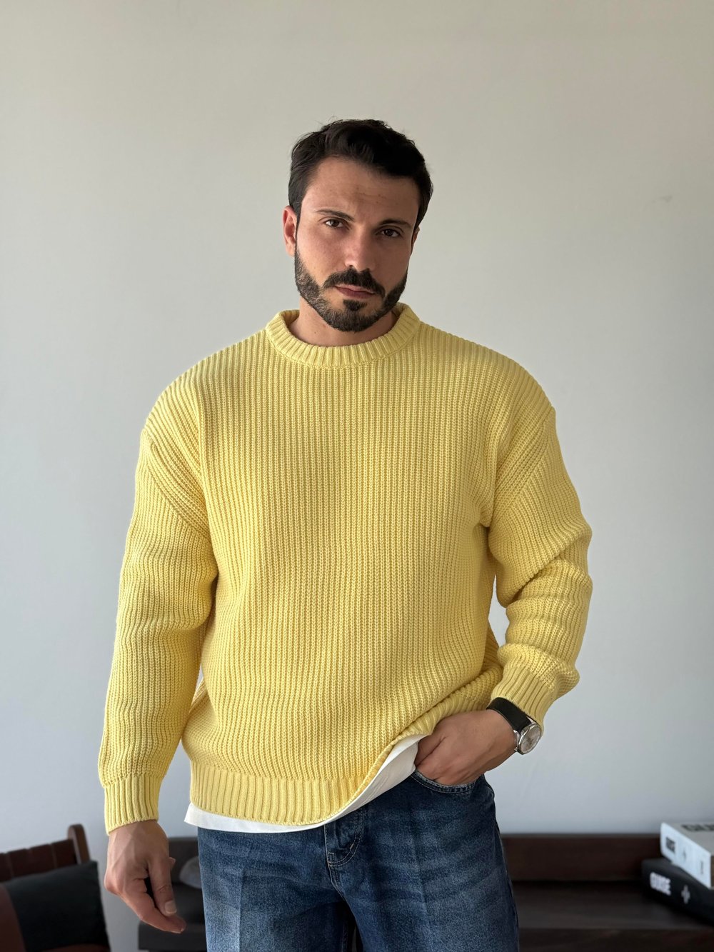 Pisa Sarı Örme Triko