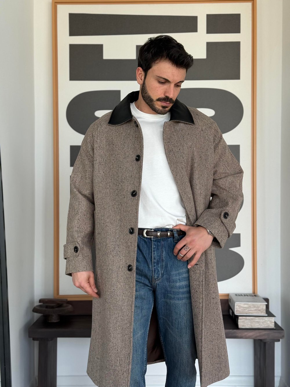 Elitles Yün Karışımlı Vizon Kaban