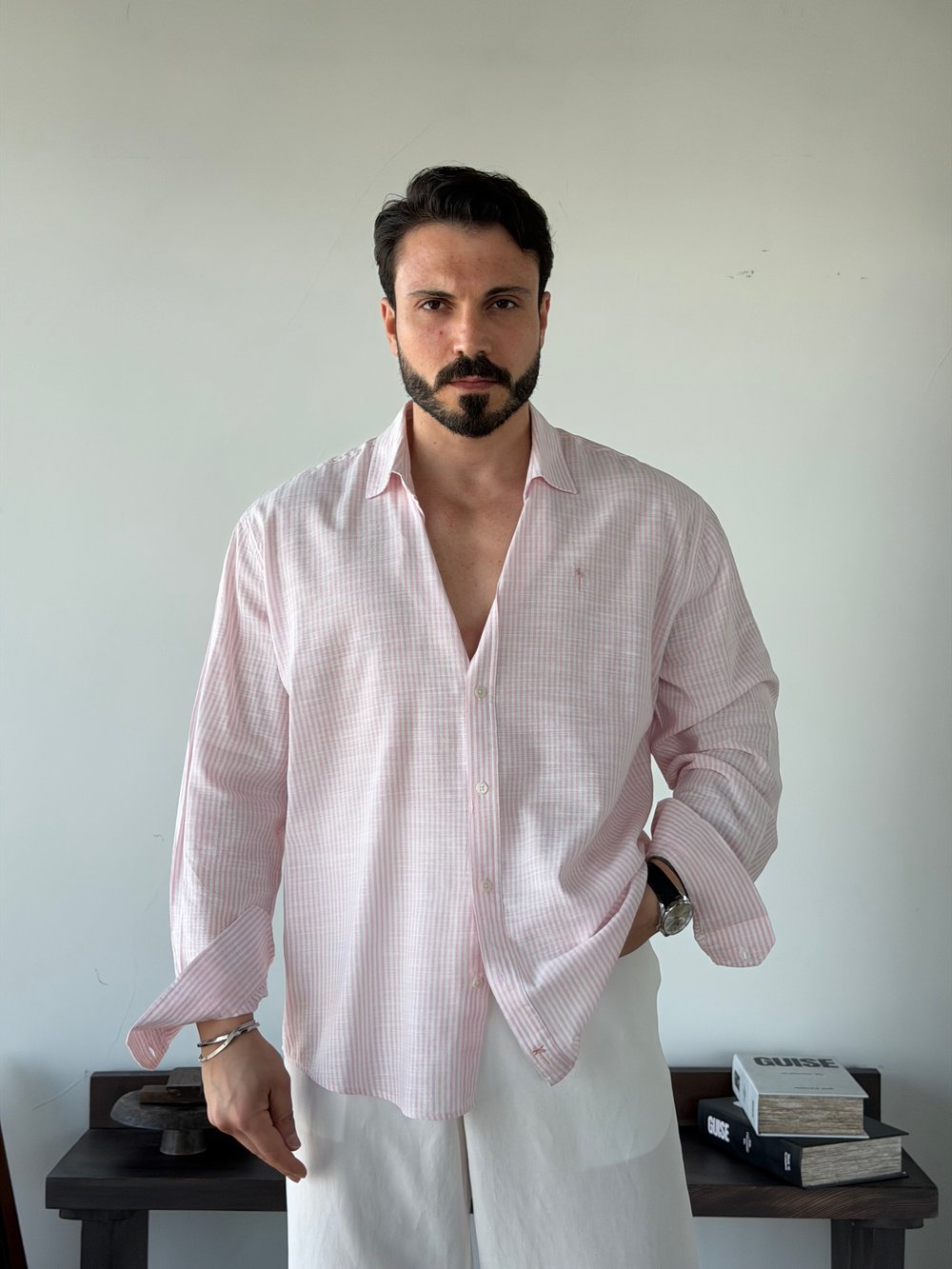 PureLine Pembe Çizgili Gömlek