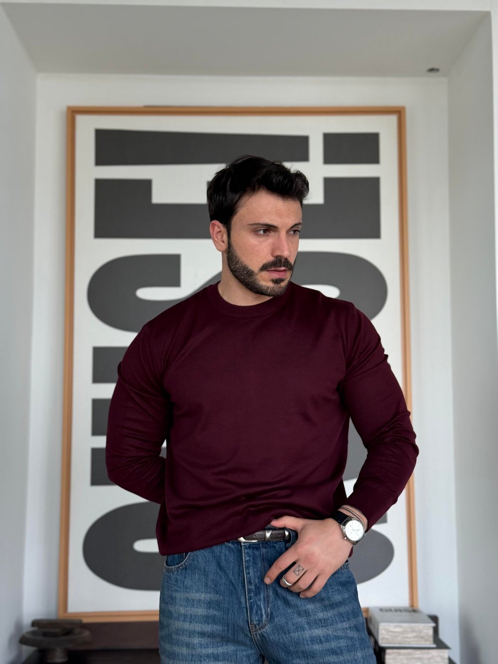 Rodrigo Basic İnce Bordo Triko