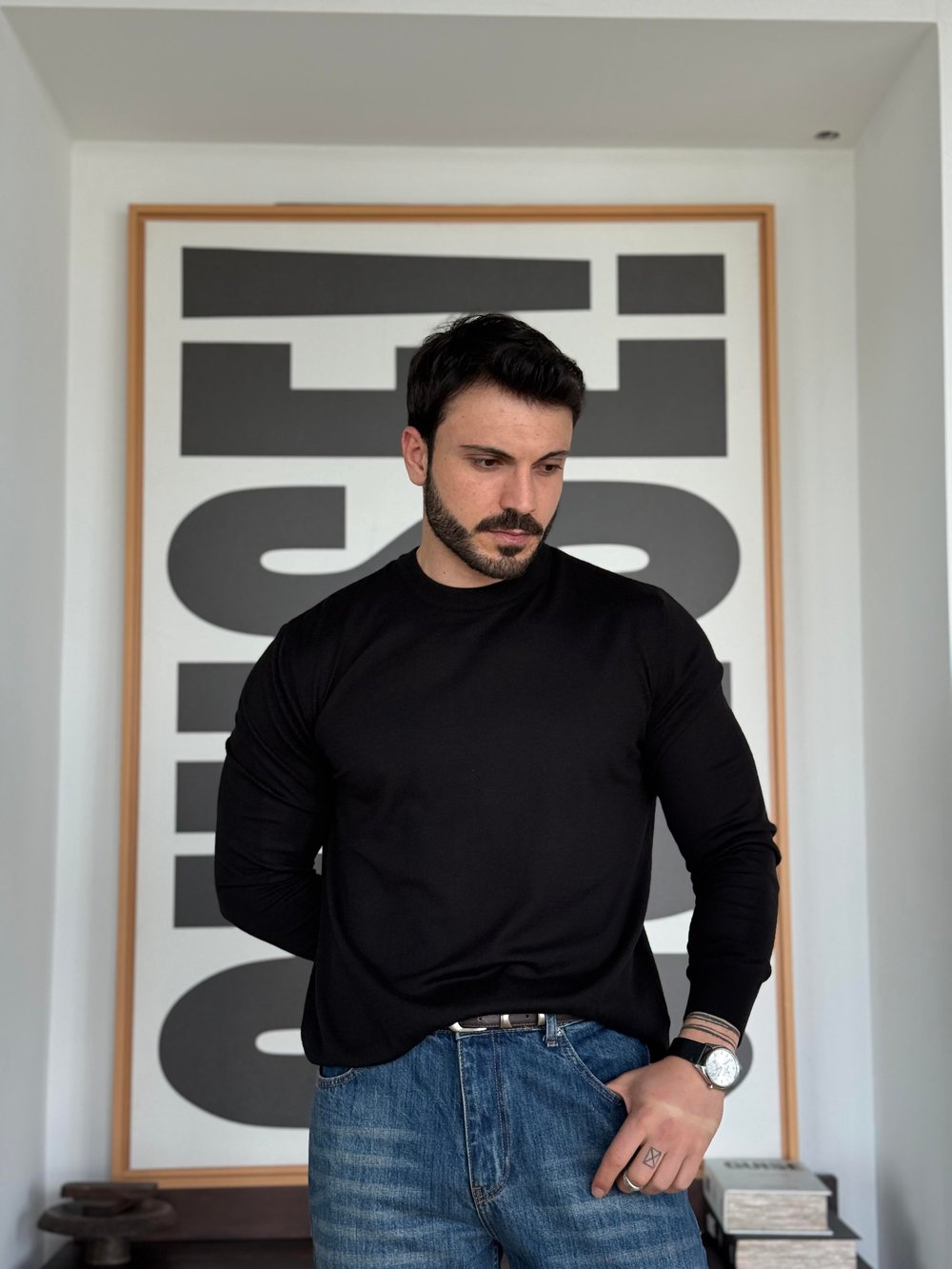 Rodrigo Basic İnce Siyah Triko