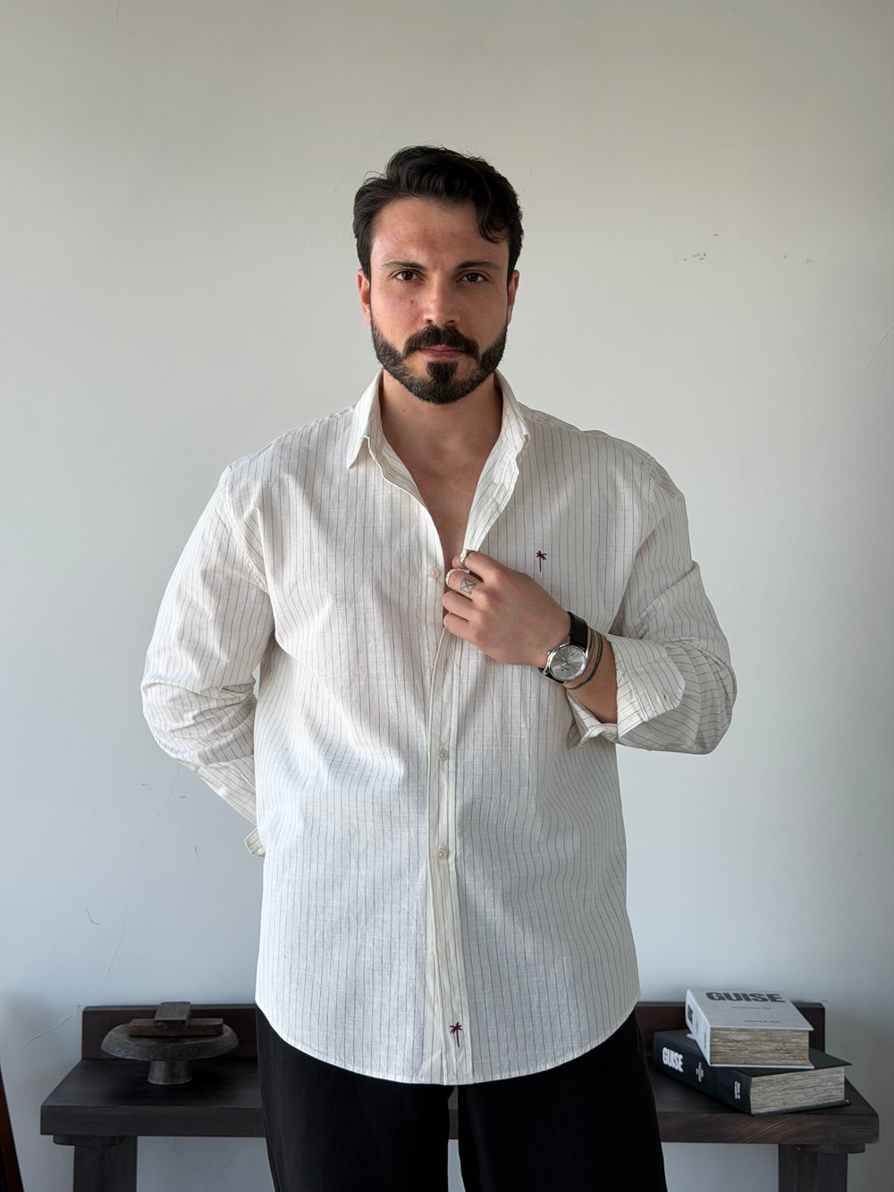 Royal Series Bordo Çizgili Gömlek