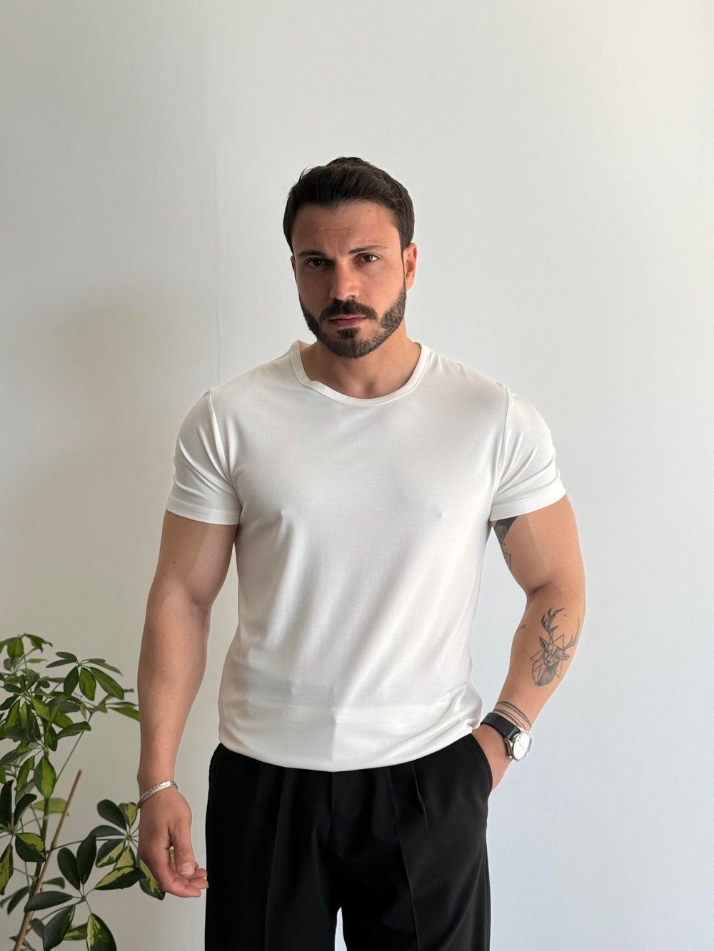 Saluzzo Beyaz Tişört