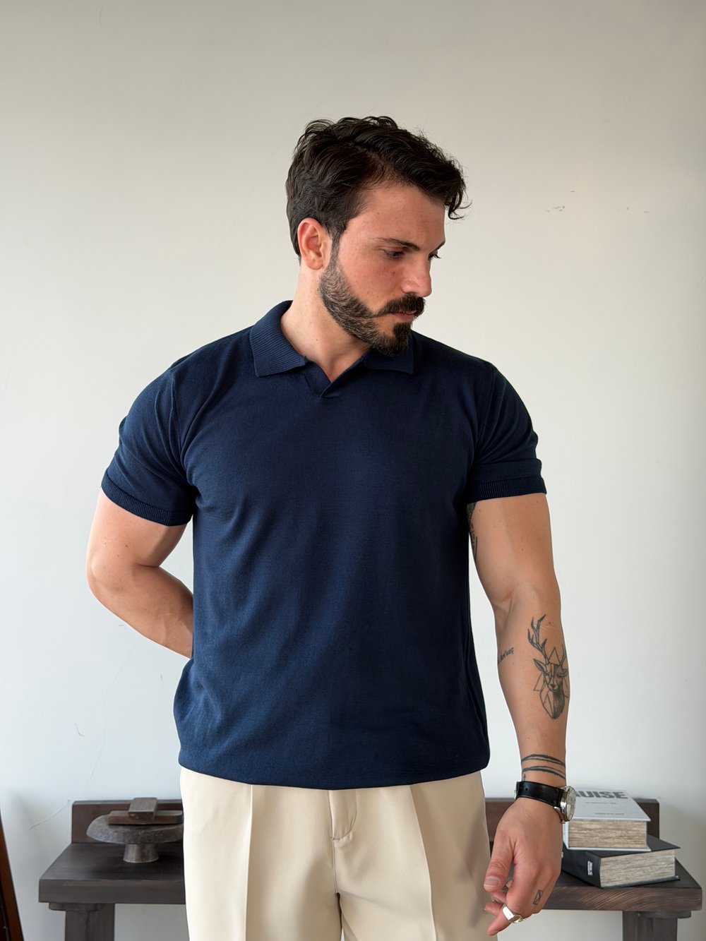 Scallini Polo Yaka Lacivert Triko 
