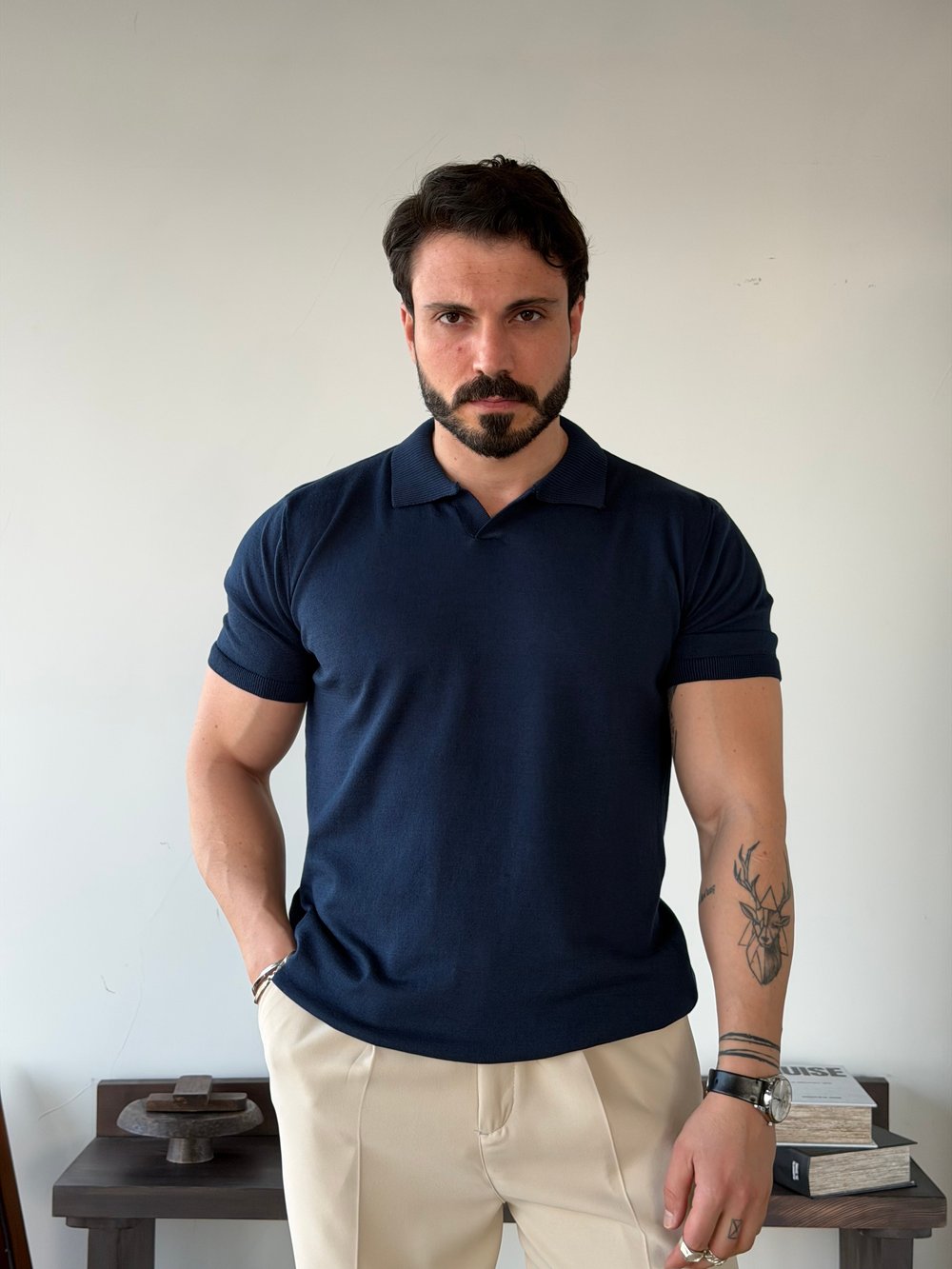 Scallini Polo Yaka Lacivert Triko 